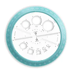 Angle and Circle Maker 6" Protractor Compass for Custom Circles & Angles 360° Rotation Clear Disc 1/8" to 1" Holes