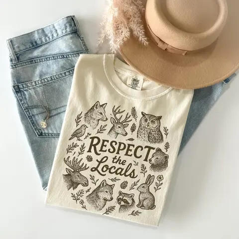 Comfort Colors National Park Vintage T-shirt, Respect The Locals Tee, Camping Tee, Gift For Camping Lover, Funny Animals, Top Nature Mom, Cotton Fabric