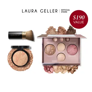 Laura Geller Baked Starter Kit (3PC) - Includes Makeup Palette, Brush, Foundation