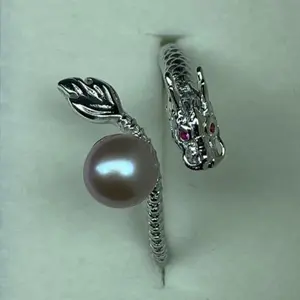 【R09】Dragon Series, S925 Dragon Ring with Freshwater Pearl – Unique Statement Piece for Any Occasion