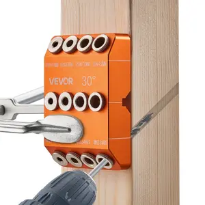 VEVOR Doweling Jig Kit, Self Centering Dowel Drill Jig for Straight Holes, Aluminum Alloy Woodworking Joints Tool with 3 Size Drill Bits 5/16, 3/8, and 19/32, Adjustable Width, for Wood WorkingVEVOR Super Brand Day