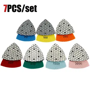 7PCS 3.5"(90MM) Triangle Diamond Dry Polishing Pads - Sanding/Polishing Discs for Granite, Marble, Stone, Concrete - Oscillator Tools for Masonry & DIY Projects Abrasive Machine Accessories