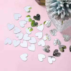 30 Piece Mini Heart-Shaped Acrylic Mirrors, DIY Home Decor Wall Table Kitchen Room Decoration, Travel Size (0.78 Inch)
