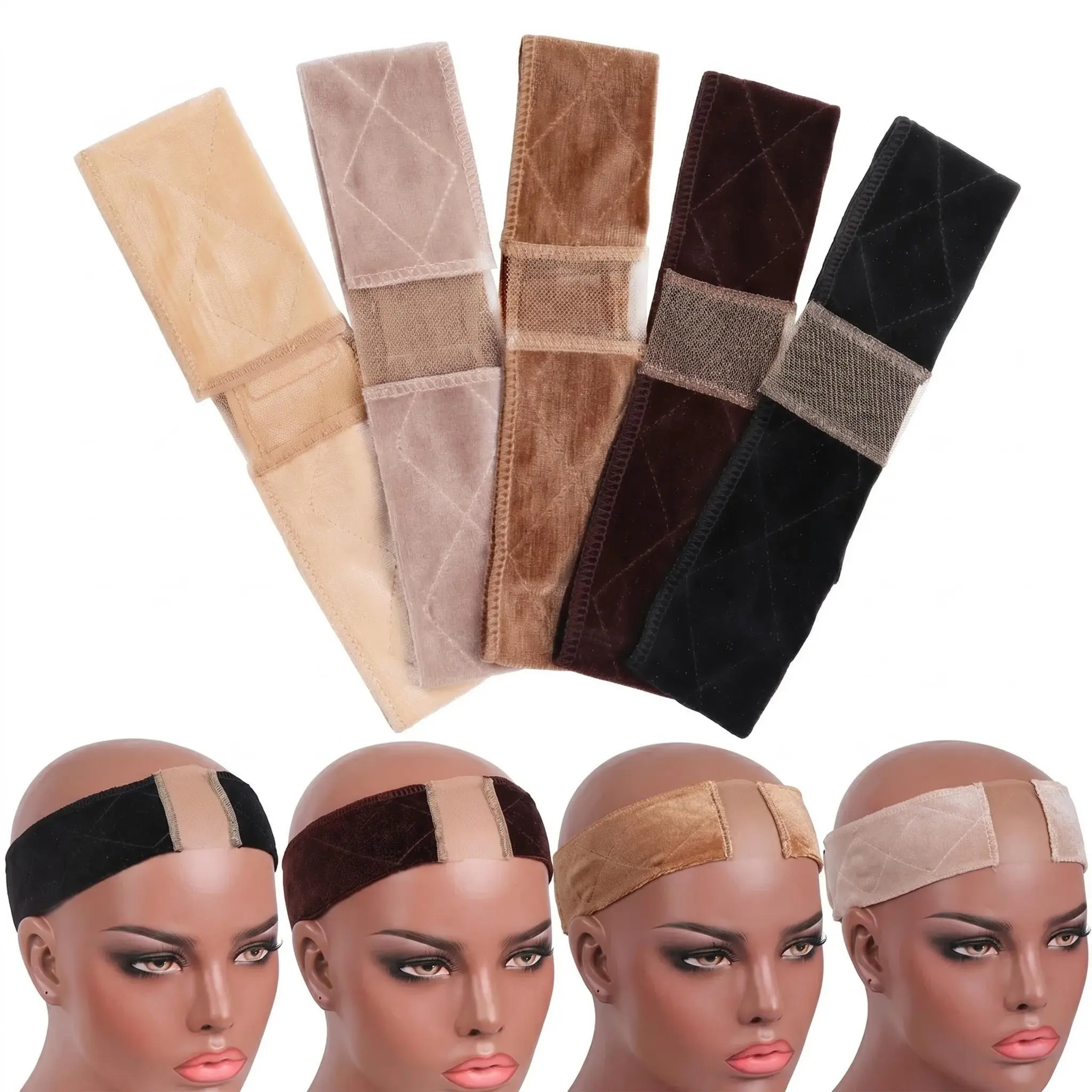 ShineTheory Non-Slip Wig Grip Band for T Part Lace Wigs, Adjustable Velvet Headband with Transparent Lace, Secure Wigs All Day Without Glue or Clips, Breathable Comfortable Wig Accessories for Women