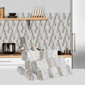 Self-adhesive Imitation Marble Tile Decorative Wall Sticker, Marble Tile Stickers, Waterproof & Oil-proof, Easy To Clean Thermal Insulation Marble Pattern Wallpaper for Kitchen, Bathroom, Living Room, Dining Room, Ornaments, Decoration