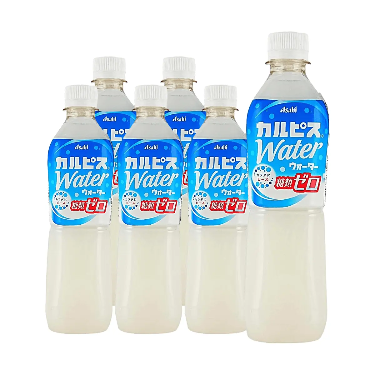 Calpico Zero Sugar Drink 6 Pack - Asahi Lactose-Free Probiotic Beverage 500ml Bottles, Zero Calorie, Healthy Japanese Drink