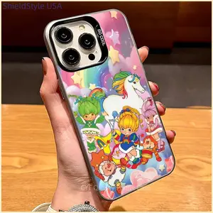R-Rainbow cute Brite Phone Case For Apple 11 12 13 14 15 16Pro Max Plus Protect Plating Phone Cover Protection Protective Protection Unique