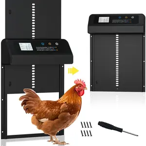 Automatic Chicken Cage Door, Aanti-pinch Chicken Cage Doors with Timer & LCD Screen, Pet Supplies for Farm Animal & Poultry, Outdoor Chicken Cage