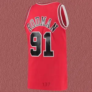 Dennis Rodman Men's Classic-Design Sleeveless stitched Retro Basketball Jerseys 1997-98 Red shirt