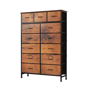 Storage Organizer Unit with 13 Fabric Bins, Storage Drawers Organizer with Steel Frame, Tall Storage Tower Organizaton for Living Room, Hallway, Office