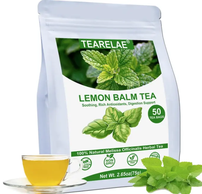 TEARELAE - Lemon Balm Tea Bag - 1.5g X 50 Count - Pure Natural Dried Lemon Balm Herb - Premium Lemon Balm Leaf for Calming and Digestion Support - Caffeine-free - Non-GMO