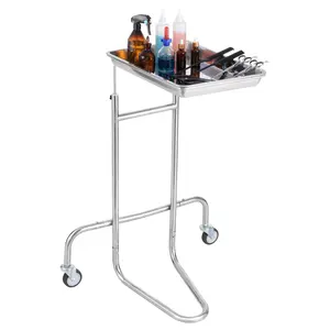 Stainless Steel Lab Cart With Single Tray And Two Silent Wheels, Laboratory Serving And Utility Cart, Medical Cart With One Drawer And Top Tray, Rolling Cart For Lab, Clinic, Hospital, Salon, Office