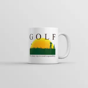 Golf The Classy Way to Avoid Responsibility Mug Funny Golfing Coffee Cup - 11oz Funny Coffee Mugs Ceramic Printed Drinkware Cup