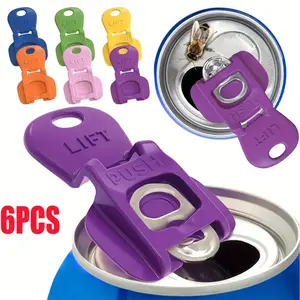 6-Piece Colorful Drink Can Covers with Easy-Open Bottle Opener, Perfect for Soda Beer Cola, Bug Prevention for Long Nails, Party BBQ Beach Essential