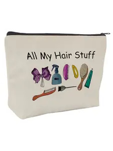 Chic Hair Essentials Makeup Bag, Travel Cosmetic Bag, Makeup Organizer, Dual-Sided Print Zipper Pouch, Cosmetic Storage Bag, Perfect for Travel, Everyday Use, Stylish Durable Bag, Ideal Gift