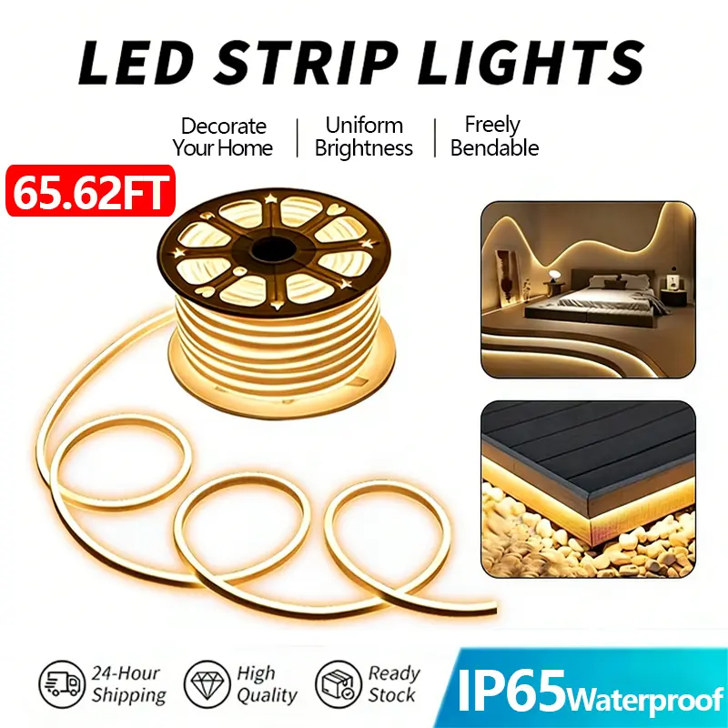 【Free EU Plug】110V LED Neon Light Strip 10M/20M IP65 Waterproof 16x8mm Strip Light can be Cut Flexible Rope Tube for DIY Decoration Home and Outdoor Advertisement Garden Lamp rope  lights  bedroom