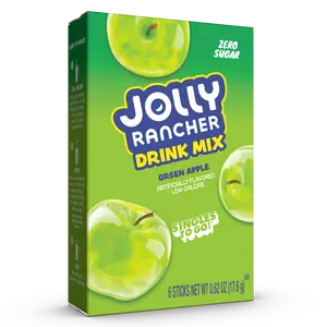 JOLLY RANCHER Singles To Go Sugar Free Drink Mix, Green Apple Flavor, 6 Sticks