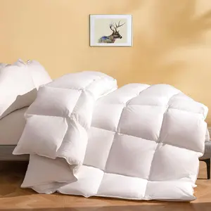 Luxury  Down Fiber Comforter  Size, Ultra-Soft Egyptian -Blend Fabric, High FP Medium Weight for  Season Hotel Style  Duvet Insert with Ties (106"x90", White)