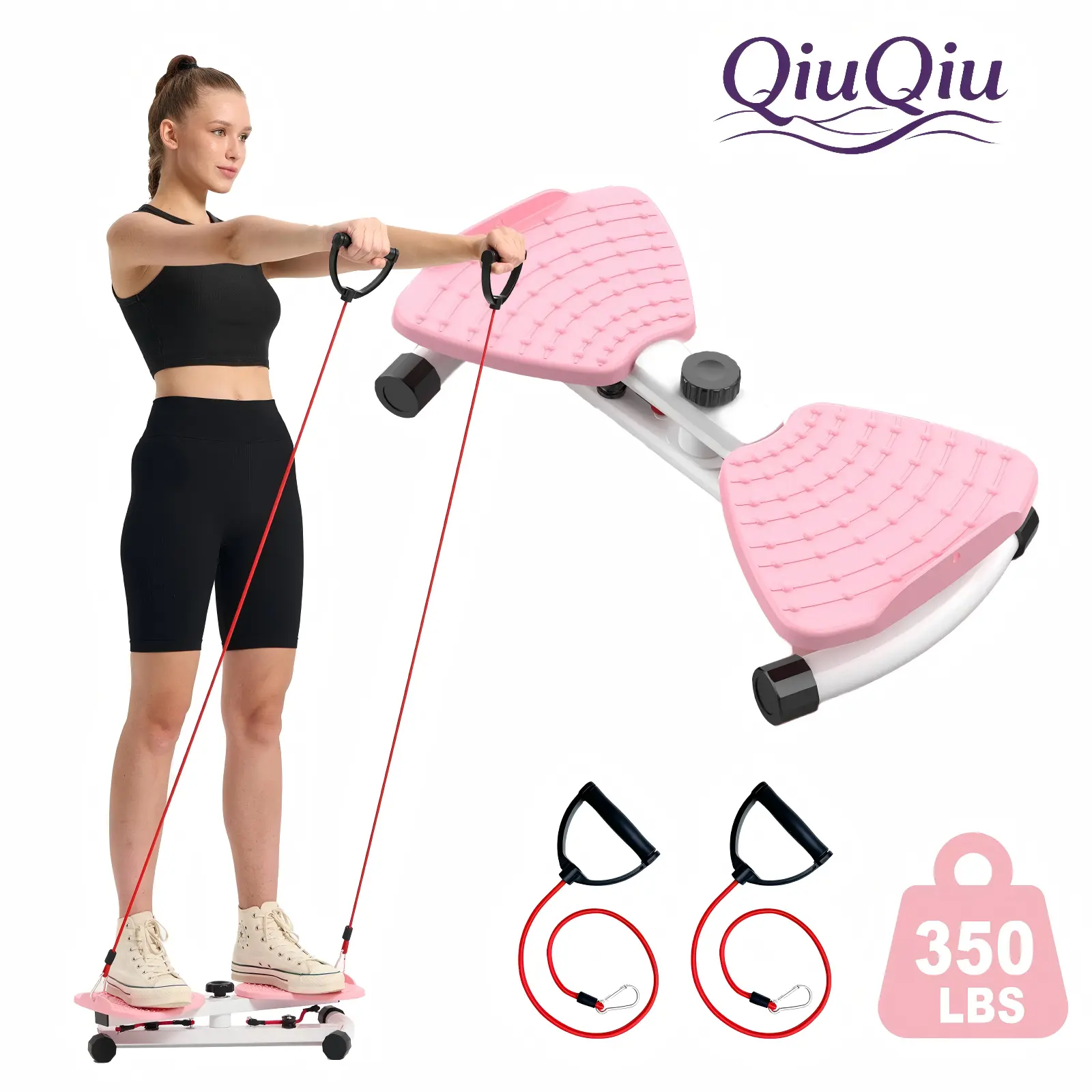 QiuQiu Adjustable Ab Trainer - Compact Waist Twisting Machine, Abdominal Exercise Board for Core & Abs Workouts, Women's Portable At-Home Fitness Exercise Equipment for Balance Training