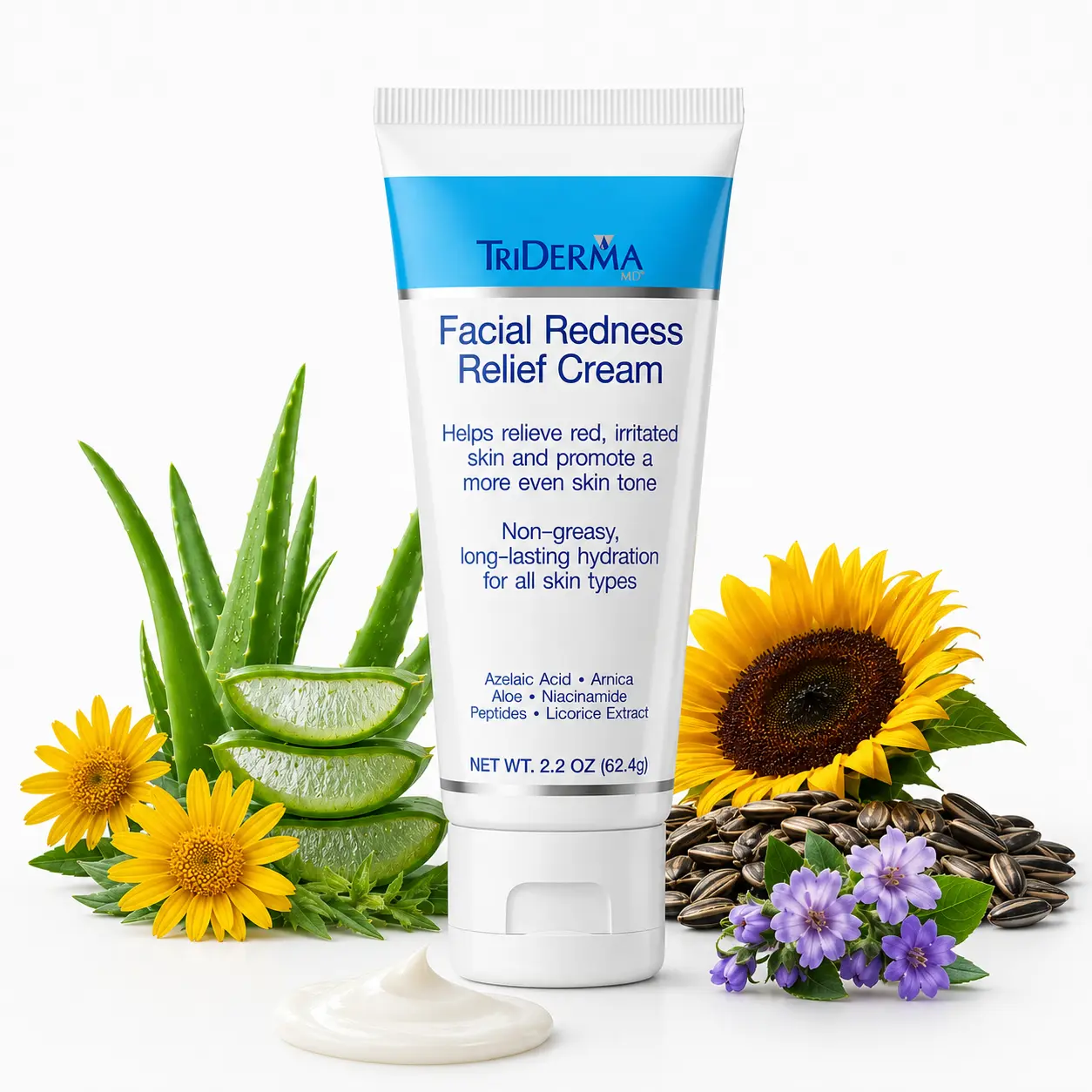 TriDerma Azelaic Acid Facial Redness Relief Cream – Soothes Irritated Skin, Relieves Redness, Helps Even Skin Tone