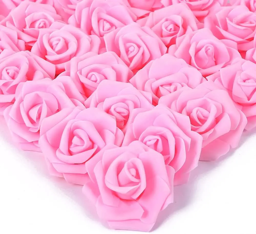100 Pieces DIY Real Touch 3D Artificial Foam Rose Heads Stemless for Wedding Party Home Decoration Pink Foam Rose Heads, 3 Inch Blush Artificial Flowers Artificial Roses Stemless Fake Flowers Bulk for DIY Flower Crafts, Cake Decorations Wedding