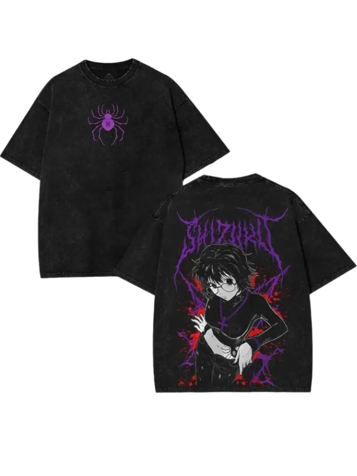 Shizuku v3 Hunter X Hunter Anime Double Printed Vintage Washed Tee Unisex Oversize Cotton T-shirt for Anime Fans and Lovers, anime merch Fabric Menswey2k,Vintage,Streetwear Christmas Thanksgiving Cyber Monday shirt streetwear distressed