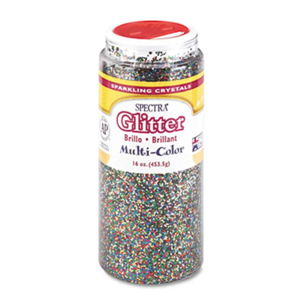 212 MAIN Pacon Spectra Plastic Glitter Crystals, .04 Hexagons, 16 oz. Jar with Shaker Top, Multicolor Mix for Scrapbook Materials, DIY Art Projects