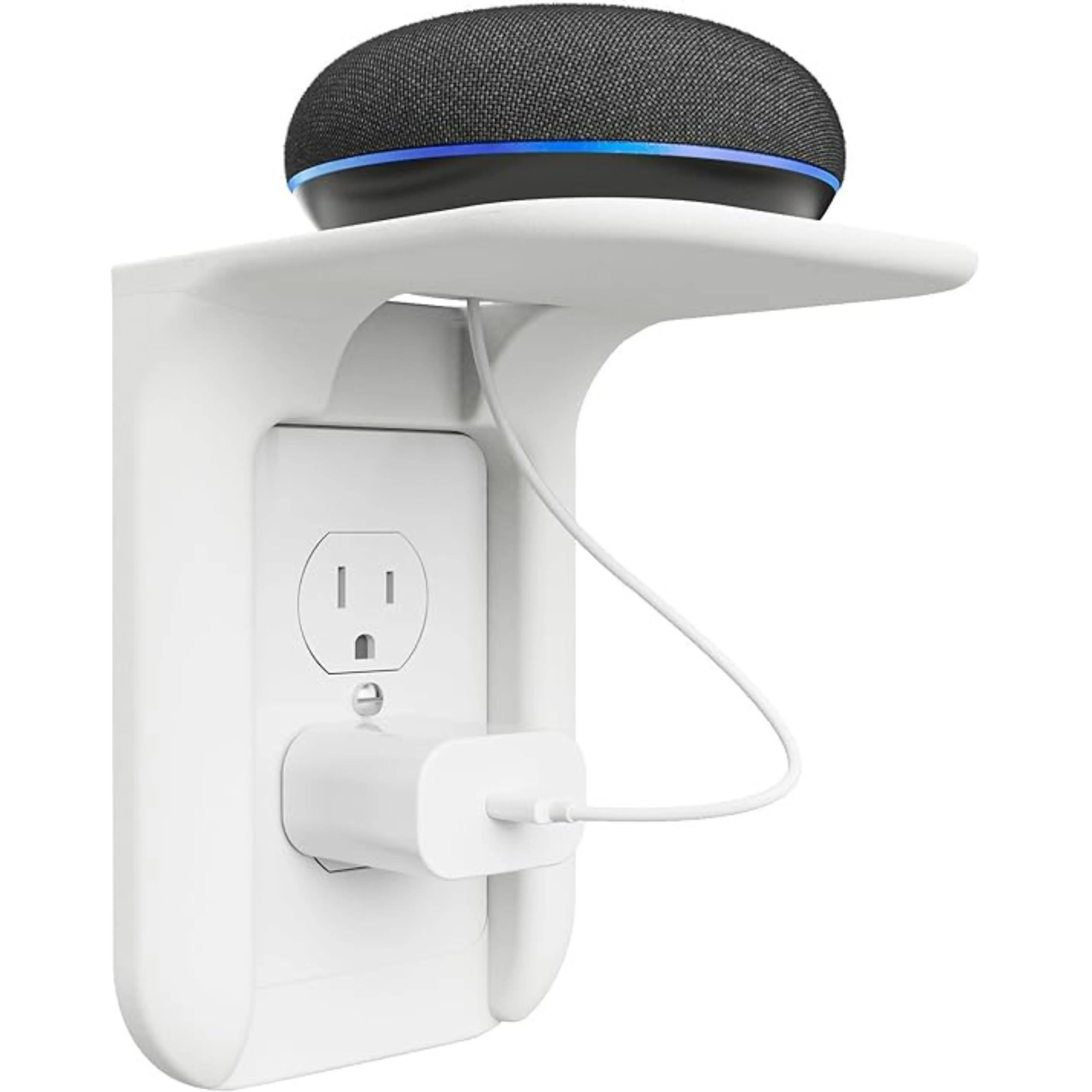 Outlet Shelf Wall Holder,Wall Shelf Organizer for Smart Home Decor Space Saving Power Tools, Bathroom Wall Shelf up to 10lbs Standard Vertical Duplex, Toothbrush, 1 Pack, White Racks
