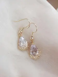 Elegant Rhinestone Decor Dangle Copper Earrings, Dainty Fashion Jewelry for Party, Daily Clothing Decor, Trendy All-match & Exquisite Jewelry for Birthday Gift