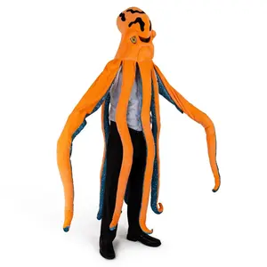 Giant Orange Octopus Costume for Adults – Full-Body Plush Tentacle Outfit with Movable Arms & Open-Mouth Headpiece – Full Body Sea Creature Outfit  – One Size Fits Most – Halloween, Cosplay & Fantasy Party Costume
