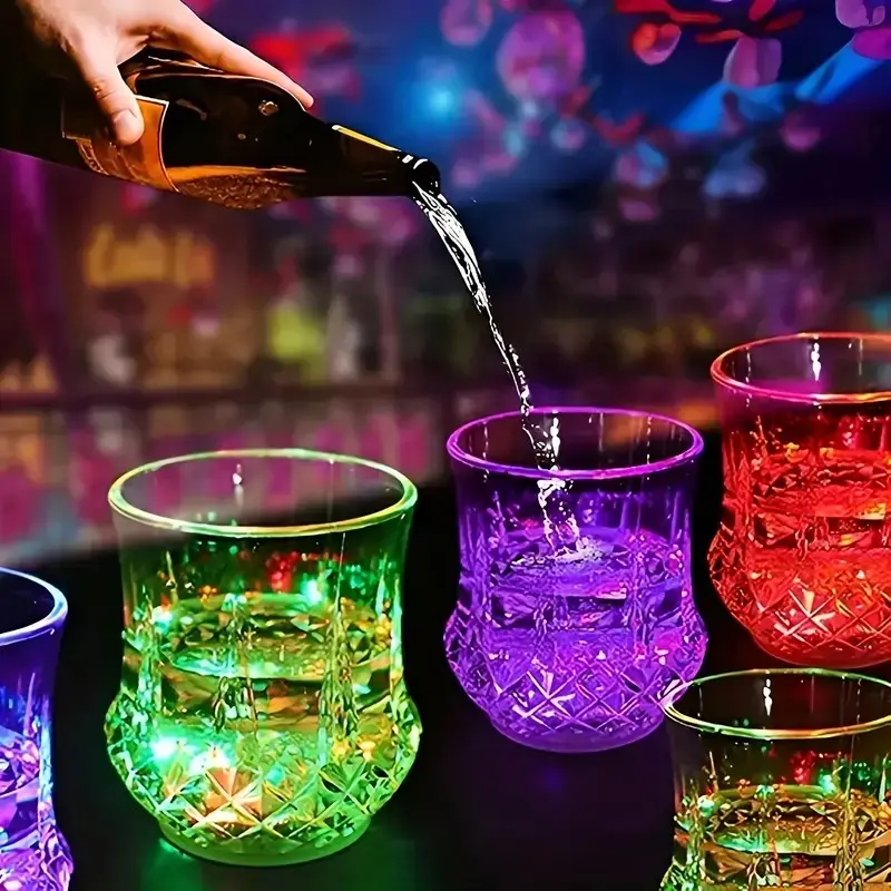 2/4/6 Pack Water Activated LED Pineapple Light Up Cups, 7oz 7 Color Changing Luminous Acrylic Drinkware, Flashing Glow Glasses for Bar Disco Wedding Carnival Party Favors