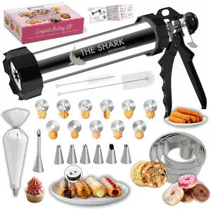 Churro Maker Machine & Spritz Cookie Press Gun Kit 304 Stainless Steel Easy to Clean & Large Capacity Make Authentic Churros & Cookies at Home Ideal Baking Tool for Families Chefs Beginners