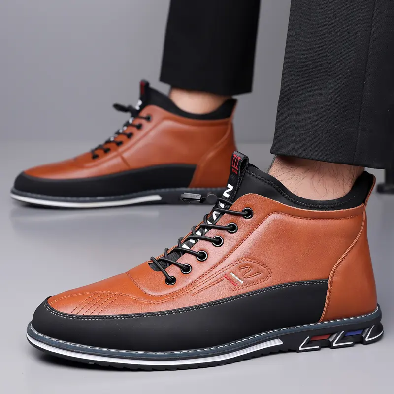 Men's Casual Business Footwear - Walking Trainer Shoes for Daily Driving and Everyday Wear, Walking Shoes, Sneaker, Closed, Office-Ready Style For Workdays, Minimalist, Round Toe, Pu Leather, All Season, Lace Closure