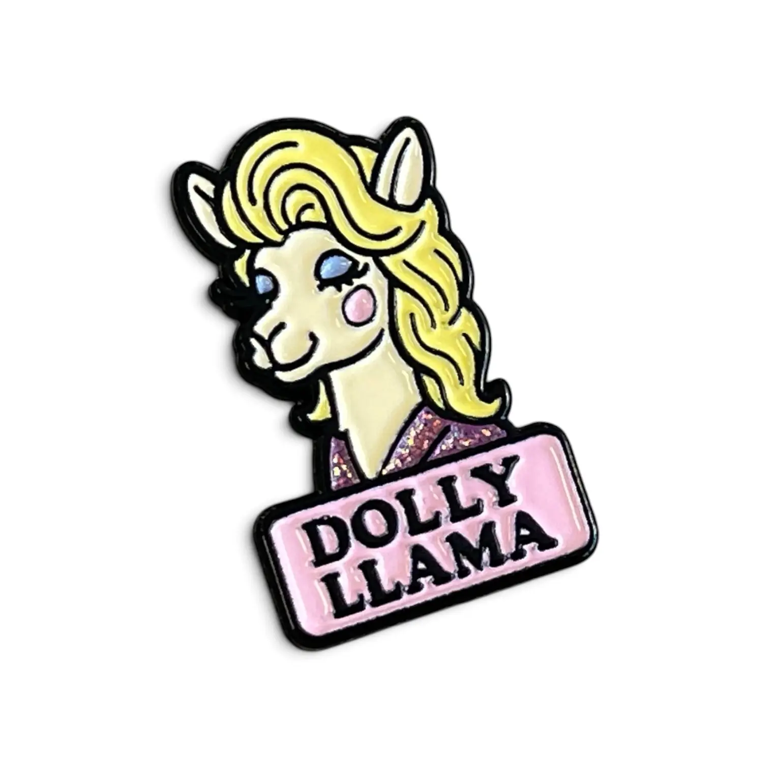 Dolly Llama Enamel Pin, Dolly Parton Inspired Lapel Pin, Funny Accessory, Soft Enamel With Glitter, Perfect Gift For Dolly Parton Fans & Country Music Lovers, Brooch, Suitable for Backpacks, Bookbags, Purses, Jackets, Jeans