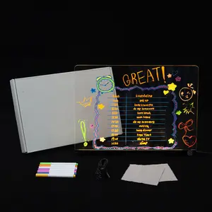 RGB Transparent Acrylic Fluorescent Board LED Light Board Luminous Writing Message Board Advertising Board Erasable Drawing Board