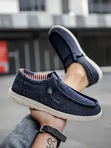 Men's Breathable Fabric, Spring Summer Flat Canvas Sneakers, Lightweight Casual Driving Slip On Style Loafers, Multi-Purpose Daily Wear, Low Top Loafers