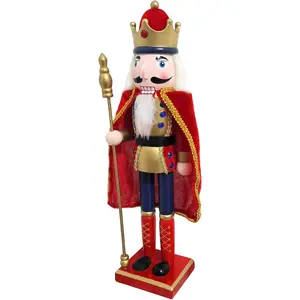 15 Inch Christmas Decorations Nutcracker Ornaments Wooden Nutcracker Figures Festive Collectible Nutcracker Gift for Table Desktop Fireplace Thanksgiving Christmas Decor King(Red)