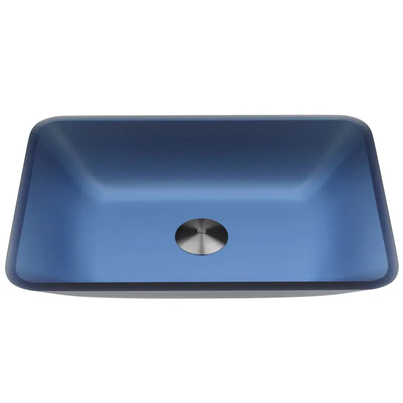 Sottile Royal Blue MatteShell™ Glass Vessel Sink – Tempered Glass, Above-Counter, Scratch Resistant, 1/2" Thick, Pop-Up Drain Compatible, cUPC Certified, ADA Compliant