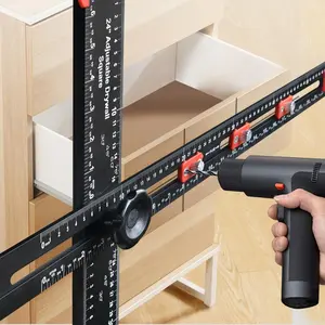 2 in 1 Woodworking Hole Positioning Ruler Tool, Multifunctional T-type Ruler, Combination Angle Ruler, Double-way Angle Positioning Ruler, Hardware Tool, Measuring Ruler