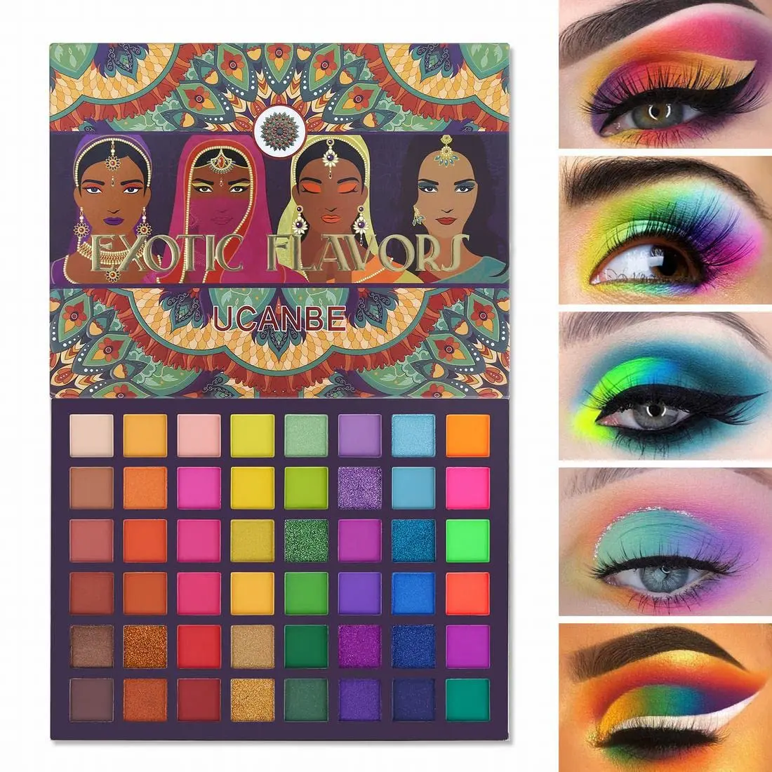 UCANBE 48-Color Eyeshadow Palette is a cosmetic set with vibrant shades in matte, shimmer, and metallic finishes for long-lasting color. Perfect for any style.