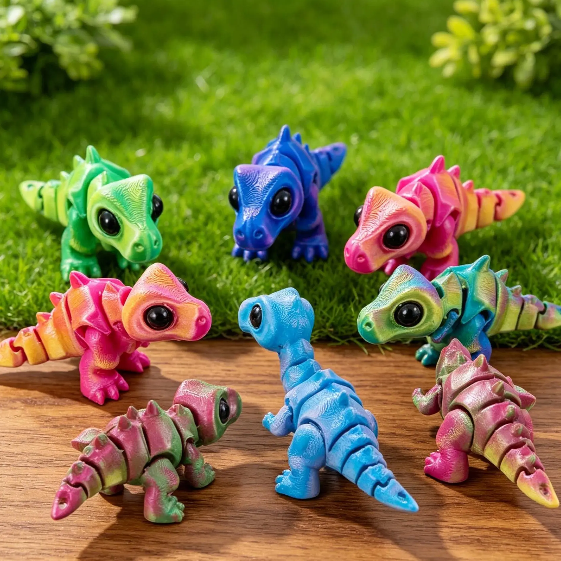 Gradient Color Articulated Dinosaur Fidget Toy