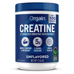 Creatine Monohydrate Micronized Powder Unflavored - 100 Servings Muscle Growth, Post Workout Recovery & Brain Health Support, No Artificial Additives for Men & Women