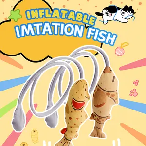 Interactive Cat Teaser Toy – Soft Plush Animal Design, Durable Chew-Friendly Fabric, Extra-Long Play Rope – Perfect for Indoor Exercise, Chasing, Kicking & Solo Play – Groundhog/Capybara/Koi/Bee Catfish/Ladybug Cat outdoorfun