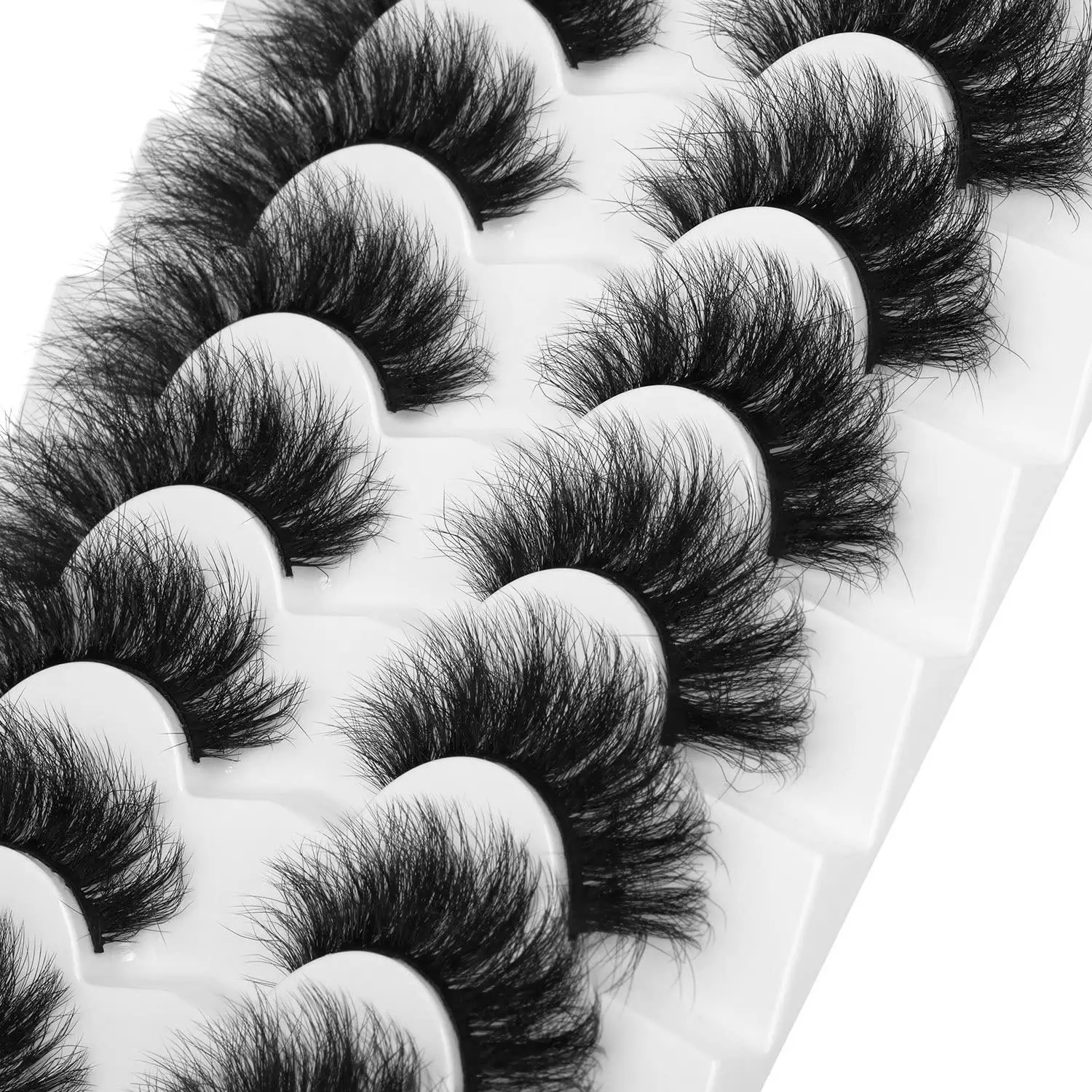 7 Pairs Fake Artificial Lashes Fluffy High Quality Eyelashes False Eyelashes Thick Volume Dramatic Cat Eye Lashes Long Strip Wispy Lashes Pack