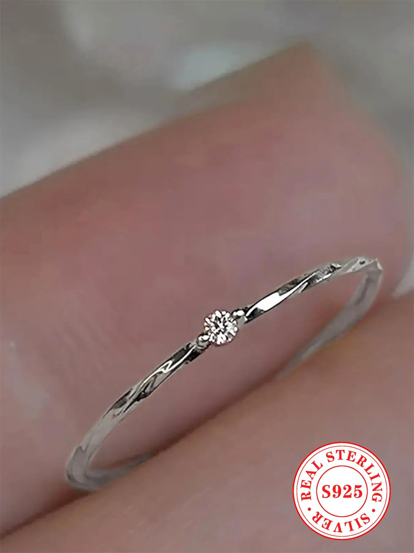 S925 Sterling Silver Simple Zirconia Ring, Artificial Zircon Rings, Fashion Accessories for Women & Girls, Elegant Fashion Rings, Elegant Everyday Ring, Trendy Fine Jewelry, All-match & Exquisite Jewelry for Birthday Gift