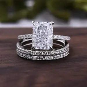 925 4CT Radiant Cut D VVS1 Moissanite Ring for Women-Engagement Wedding Gift
