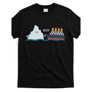 titanic funny titanic and iceberg boo parody for t shirt_tft7375672 at_black product image Same style for men and women 2025 summer short-sleeved printed T-shirt pure cotton 220G, Everyday Tee