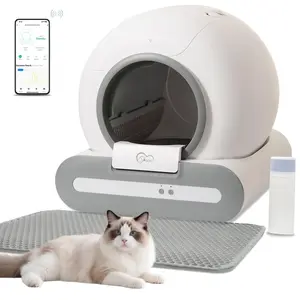 65L Self-Cleaning Automatic Cat Litter Box with App Control, Only Supports 2.4G WiFi. Includes Litter Mat & Trash Bags