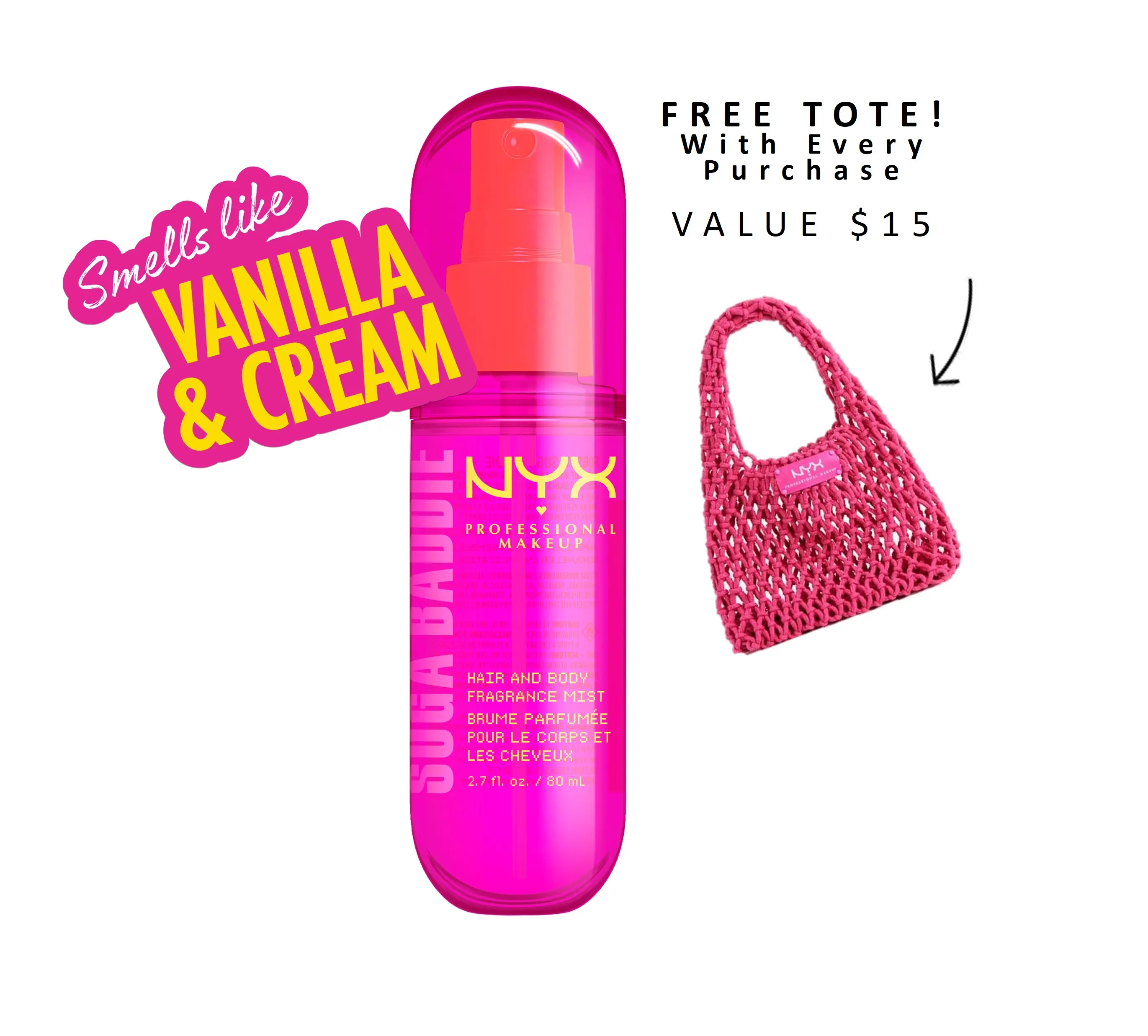 [NEW] Suga Baddie Fat Oil Hair & Body Fragrance Mist, Lightweight & Non-Sticky, 4 scents, Vegan, NYX Professional Makeup