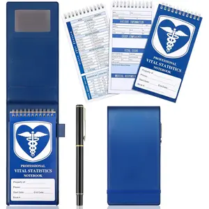 3 count EMT Vital Statistics Notebook with PU Leather Cover Pen 4 x 8 Top Bound Spiral First Responder Notepad  Notebook for Vital Signs and Additional  Information